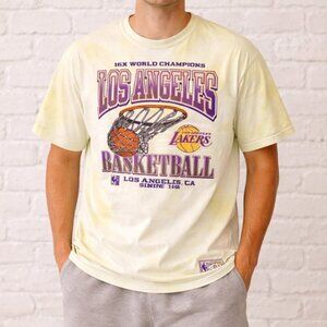 Mitchell & Ness NBA LA Lakers Tie Dye Yellow Short Sleeve Top Size M